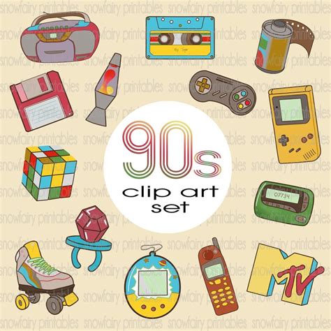 90s Kids Clip Art Set Png File Nostalgic Elements, Gameboy, Tamagotchi ...