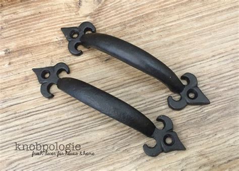 Set Of 2 Medium Black Hammered Metal Drawer Pulls Natural Etsy