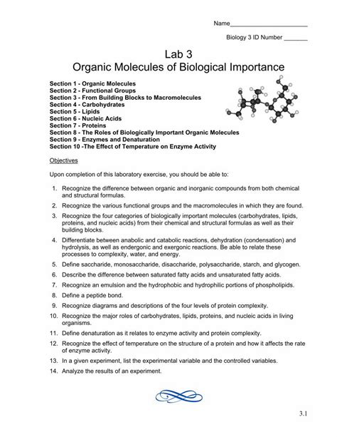 Pdf Lab Organic Molecules Of Biological Importance Molecules Of