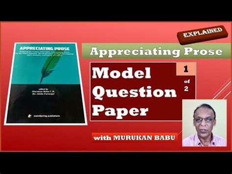 MODEL QUESTION PAPER 1 Of 2 Answers Explained Appreciating Prose