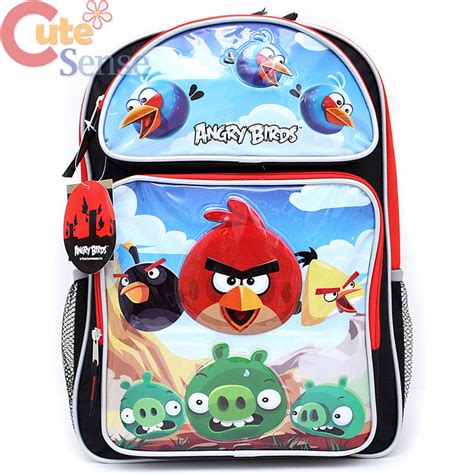 Angry Birds School Backpack 16 Large Bag With Lunch Snack Bag Set