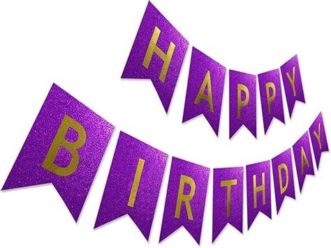 Purple Happy Birthday Banner Cards, Happy Birthday Cards Banner With ...