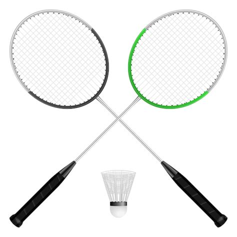 Premium Vector Badminton Shuttlecock And Rackets