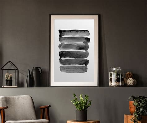 Schwarz Weiß Wandkunst Abstraktes Aquarell druckbar Minimalistisch