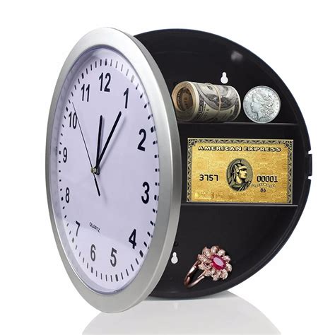 Safe Clock Safe Secret Safes Hidden Safe Wall Clock Plastic Silver Wall Clock Compartment Stash ...