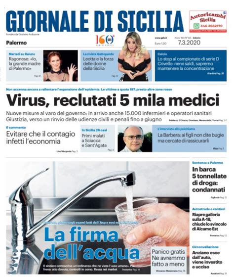 Prima Pagina Giornale Di Sicilia Palermo Giallo Sugli Esami Asp