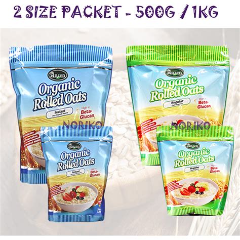 Anzen Organic Rolled Oats Instant Regular G Kg Shopee Malaysia