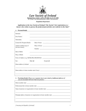 Fillable Online Lawsociety Registration Form Law Society Of Ireland