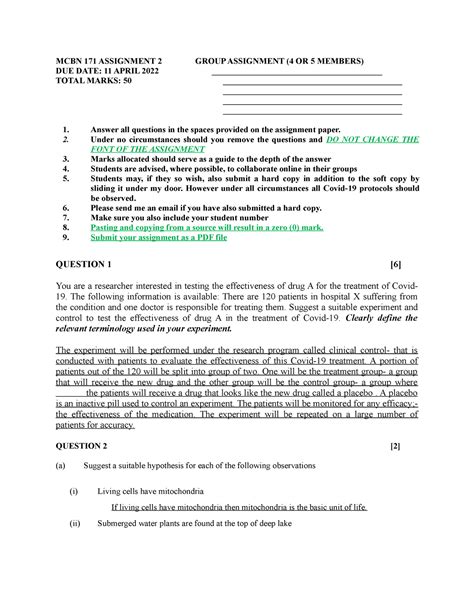 2022 MCBN 171 Assignment 1 MCBN 171 ASSIGNMENT 2 GROUP ASSIGNMENT 4