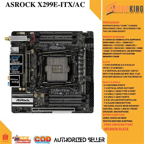 Asrock X E Itx Ac X Series Desktop Motherboard X Socket Lga