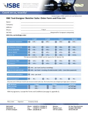 Fillable Online ISBE Tool Designer Sketcher Suite Order Form And Price