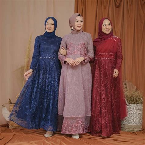 Model Gamis Brokat Terbaru Simple Elegan Paling Rekomended