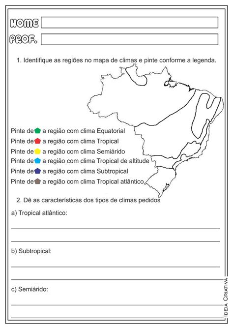 Atividades Geografia Tipos De Climas Do Brasil Atividades De