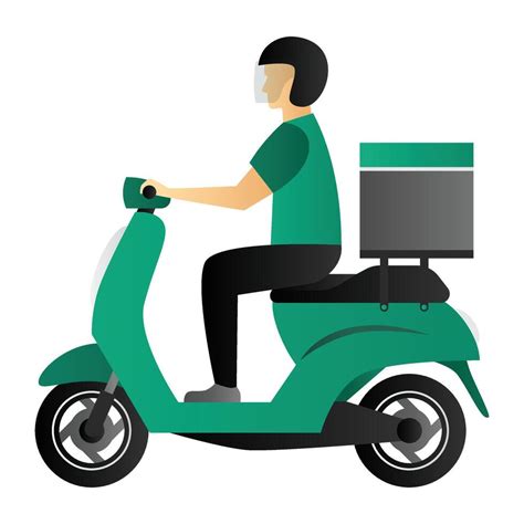 Food Delivery Man Riding Scooter 45840410 Vector Art At Vecteezy