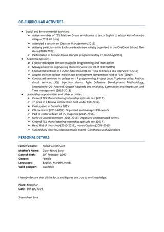 Resume Shambhavi Pdf