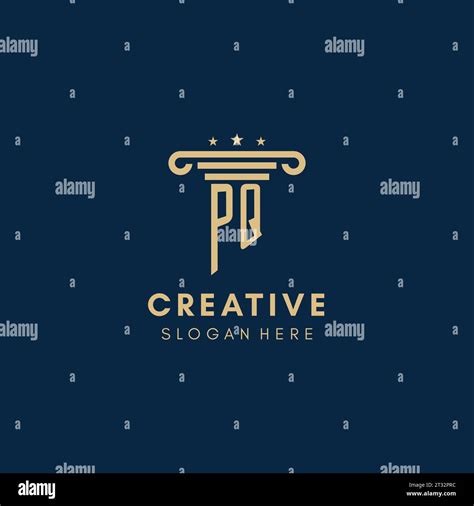 Pq Monogram Initial Logo With Pillar And Stars Legal Firm Design