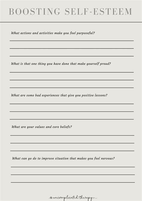 Boosting Self-Esteem Worksheet For Therapists, Counselors, and ...