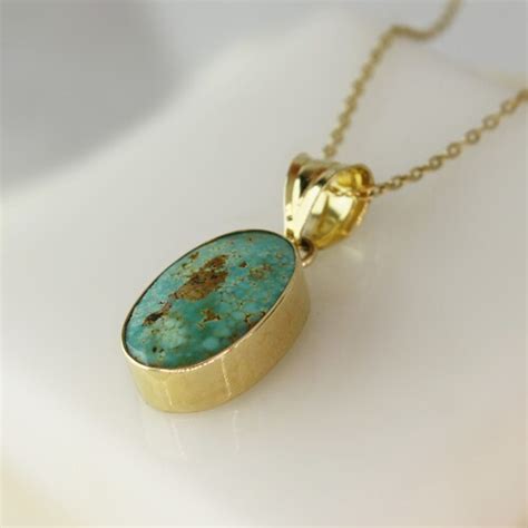 Genuine Turquoise Necklace 14k Solid Gold Raw Teardrop Etsy