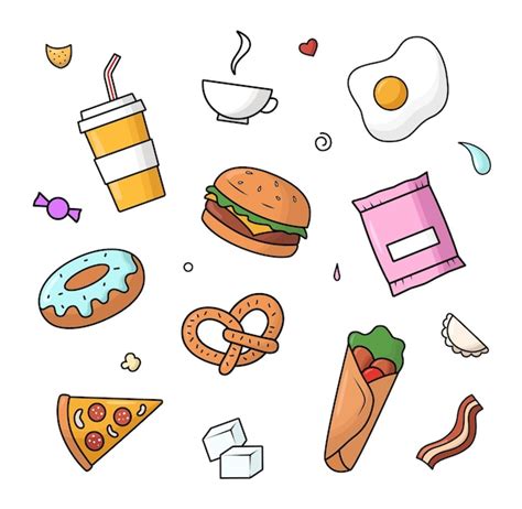 Premium Vector Fast Food Collection Set Of Street Food Flat Vector