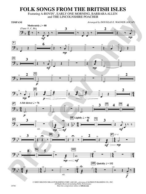 Folk Songs From The British Isles Timpani Timpani Part Digital