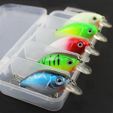 5pcslot Fishing Lures Minnow Crank Bait Crankbait Bass Baits Set Kit