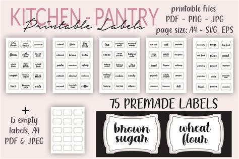 Printable Kitchen Labels Pantry Labels Set Graphic By Creative Art