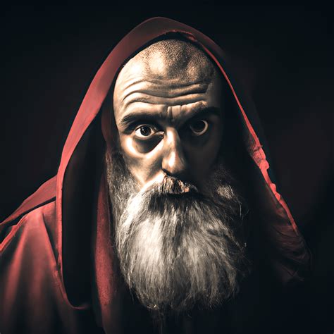 A Wise Old Monk Looking At The · Creative Fabrica