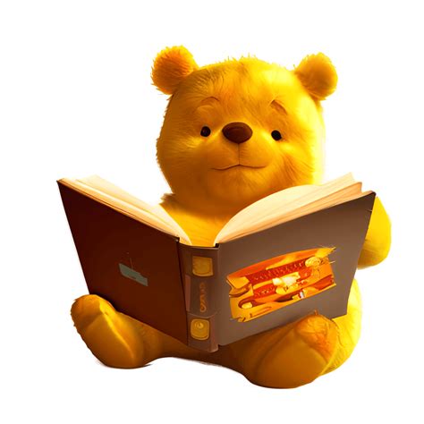 Pooh Bear Reading Book Graphic · Creative Fabrica