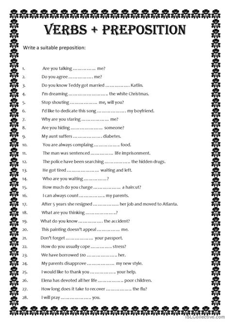 Verb Preposition English Esl Worksheets Pdf And Doc