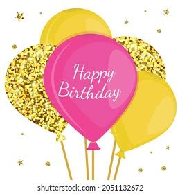 Happy Birthday Card Balloons Glitter Vector Stock Vector (Royalty Free ...