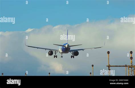 Airplane Airbus A320 Neo Passing Overhead Rear View Landing Stock Video