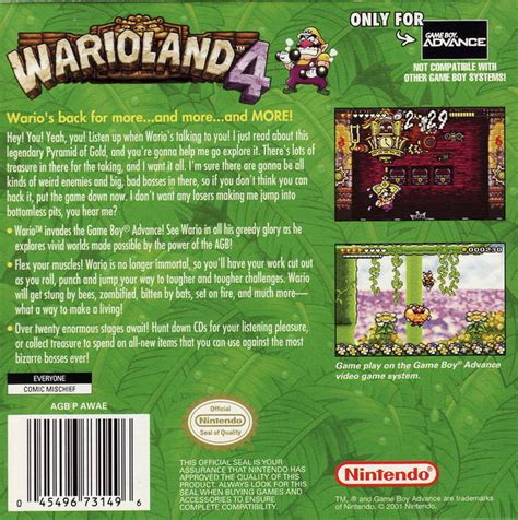 Wario Land 4 Box Shot for Game Boy Advance - GameFAQs