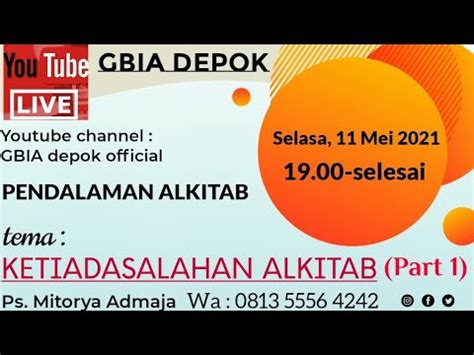 Pendalaman Alkitab Ketiadasalahan Alkitab Part Youtube