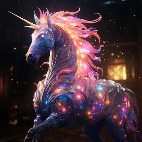 Premium Ai Image Neon Unicorn