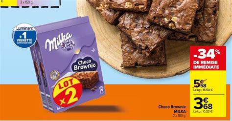 Promo Choco Brownie MILKA 2 X 180 G Chez Carrefour Market