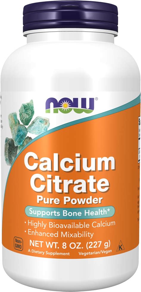 Now Foods Supplements Calcium Citrate Powder Highly Bioavailable Calcium Supports