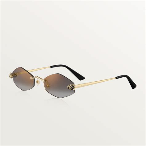 Cresw00666 Panthère De Cartier Sunglasses Smooth Golden Finish Metal Graduated Grey Lenses