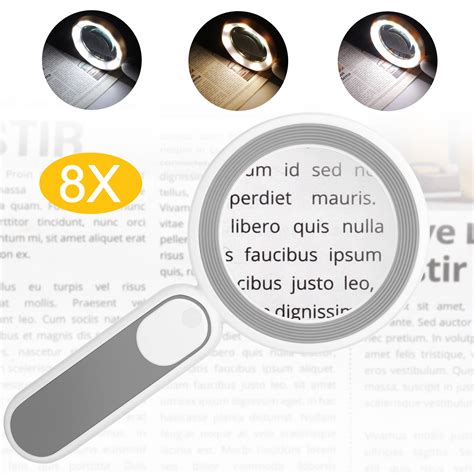 Eeekit Magnifying Glass With 21 Led Lights Rechargeable 8x Handheld Glass Magnifier For Reading