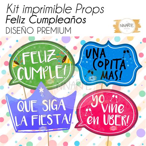 Props Photo Booth Feliz cumple cumpleaños PDF Carteles foto Etsy España