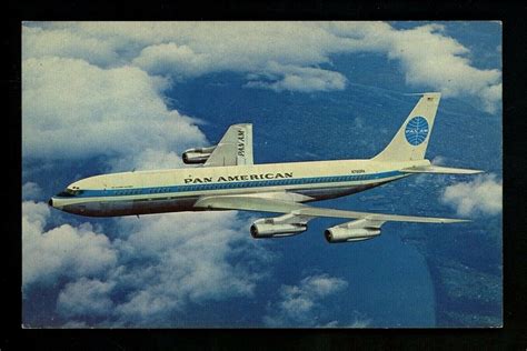 Aviation Airplane Chrome Postcard Pan Am Airlines Boeing 707 Jet