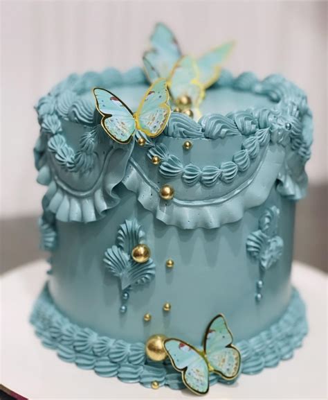 Gold And Aqua Butterfly Vintage Cake Sugar Whipped Cakes Website