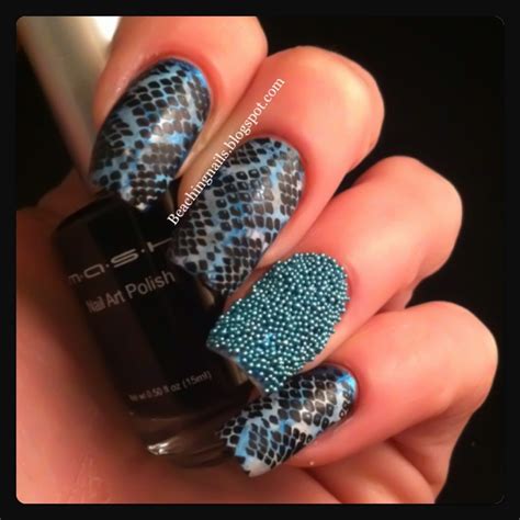 Snake Skin With Pearls Nail Art Pearl Nails Nails Pearl Nail Art