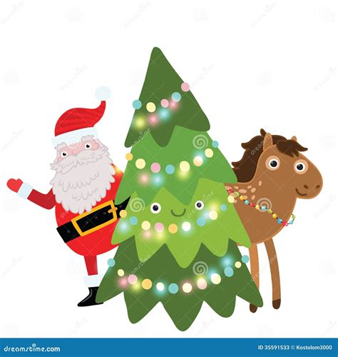 Christmas Horse. Holiday Illustration Stock Photos - Image: 35591533