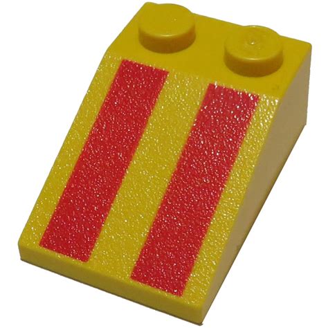 Lego Slope X With Red Stripes With Rough Surface