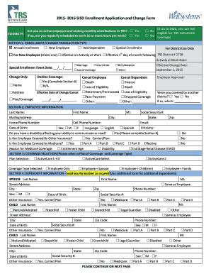 Fillable Online 2015 2016 SISD Enrollment Application And Change Form