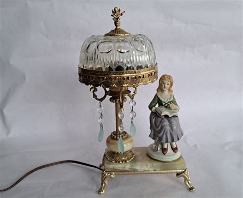 Vintage Kristallen Franse Tafellamp Tischlampe 1 Boudoir