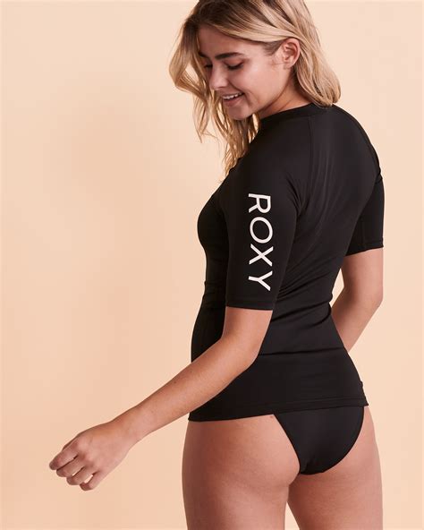 Roxy Whole Hearted Short Sleeve Rashguard Black Bikini Village