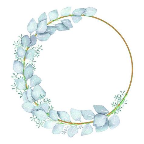 Watercolor Wreath With Leaves And Branches