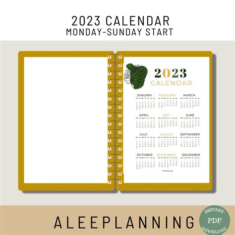 2023 Calendar Year at A Glance Printable Yearly Overview - Etsy