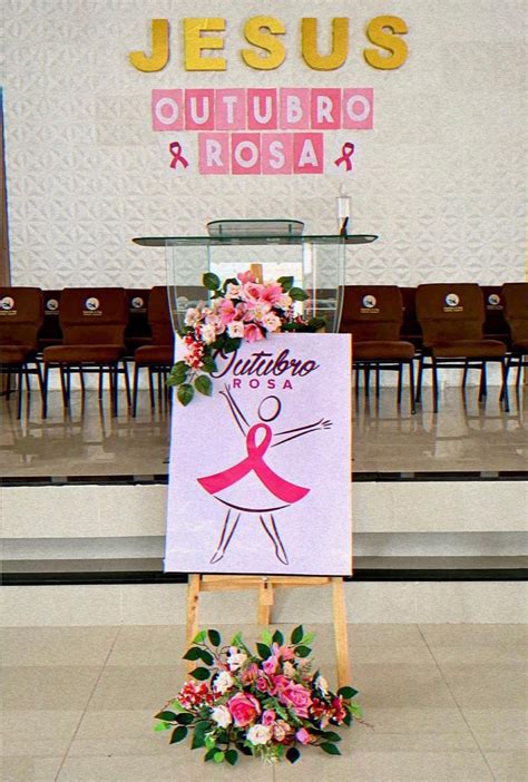 Decoração da igreja para o culto rosa em 2024 Imagens do outubro rosa